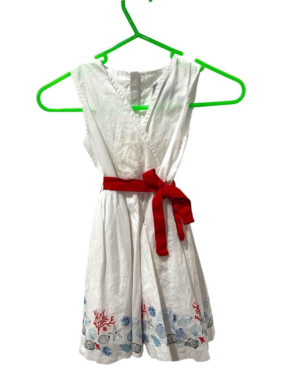 Rockin Baby Red White and Blue Seashell Summer Sundress with Bow Belt Sash- 4T